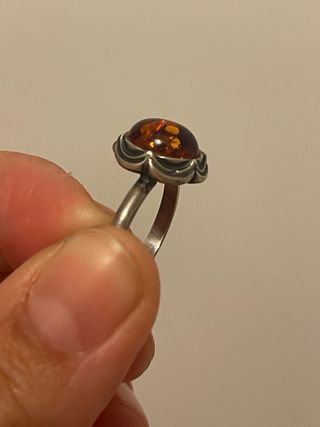 Anillo Ámbar Natural Plata