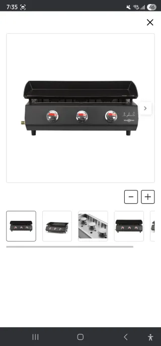 Plancha de gas 3 quemadores