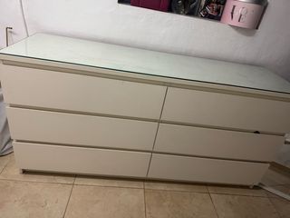 Mueble cajonera cristal beige