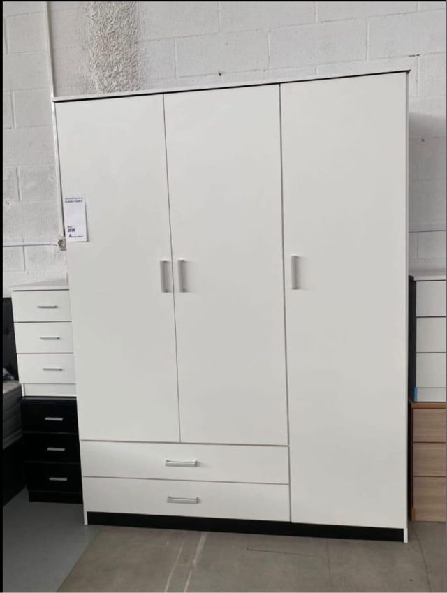 Armario modular madera beige y gris