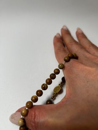 Pulsera San Benito acero Jaspe Madera 6mm