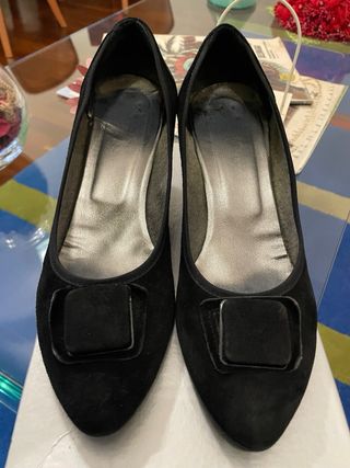 Décolleté scamosciate nere con zeppa n.39 Fedeli