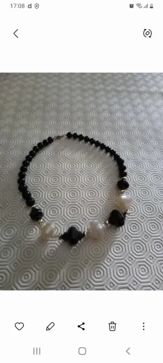 Collana vintage perle nere e bianche