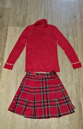 Conjunto Falda y Jersey Niña Rojo