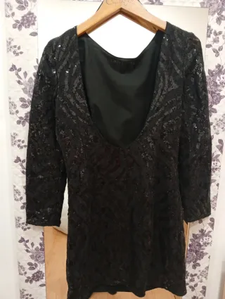Vestido fiesta lentejuelas negro