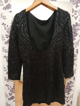 Vestido fiesta lentejuelas negro