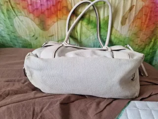 Borsa Nannini pelle e tessuto beige