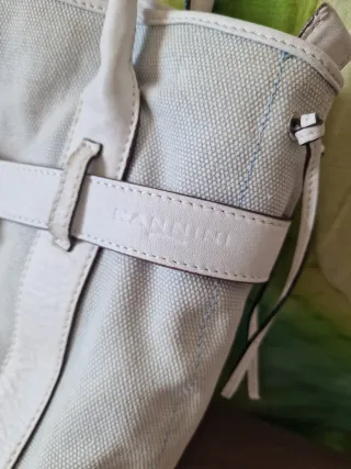 Borsa Nannini pelle e tessuto beige