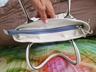 Borsa Nannini pelle e tessuto beige