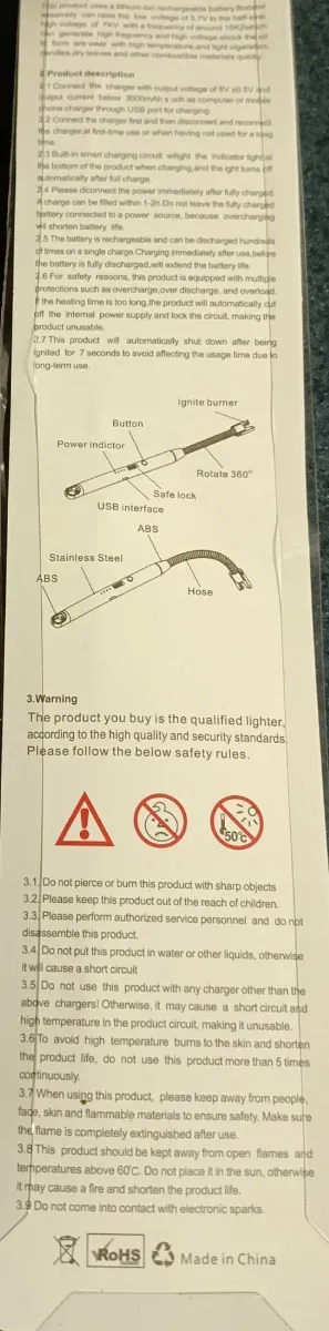 Mechero Eléctrico BBQ Recargable USB