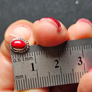 Pendientes Plata 925 Coral Rojo Ovalados