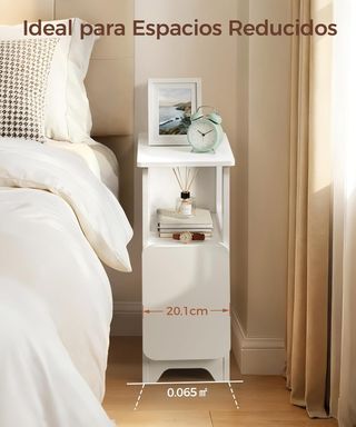 Mesita Noche Estrecha Auxiliar Blanca