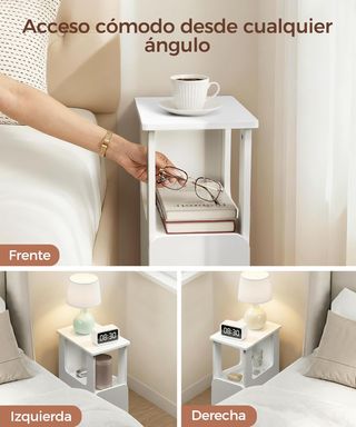 Mesita Noche Estrecha Auxiliar Blanca