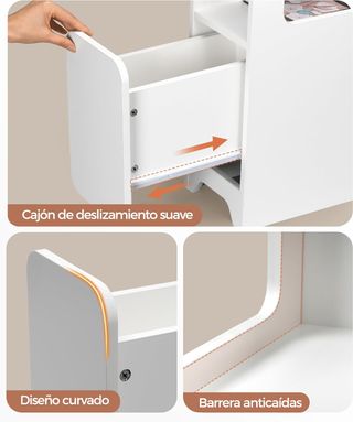 Mesita Noche Estrecha Auxiliar Blanca