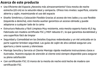 Mesita Noche Estrecha Auxiliar Blanca