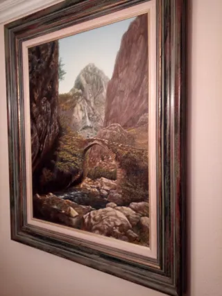 Cuadro, paisaje al óleo, lienzo