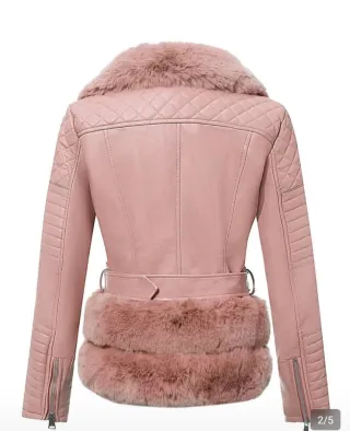 Chaqueta rosa con pelo