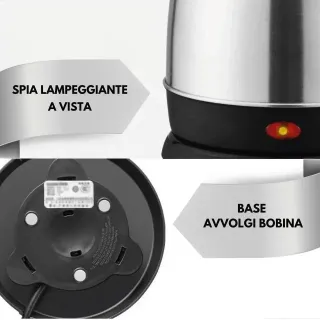 Bollitore Elettrico 2L Acciaio Inox