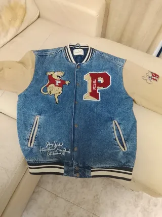 Chaqueta vaquera Pull&Bear beige y azul