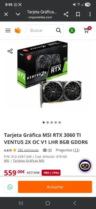 PC Gaming RTX 3060 Ti i5 12600KF 3700MHz