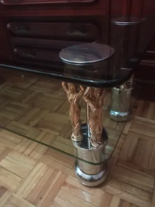 Mesa de centro cristal vintage dorada