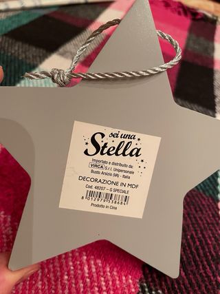 Decorazione in legno Stella Tanti Auguri
