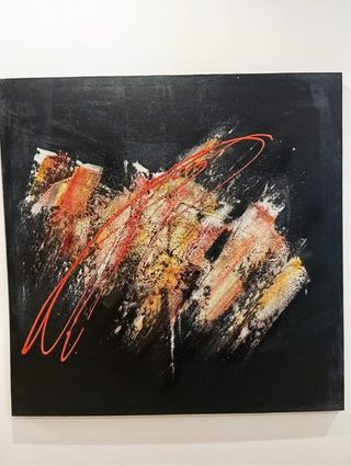 Cuadro abstracto negro y rojo