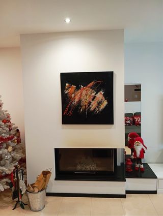 Cuadro abstracto negro y rojo