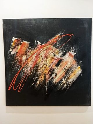 Cuadro abstracto negro y rojo