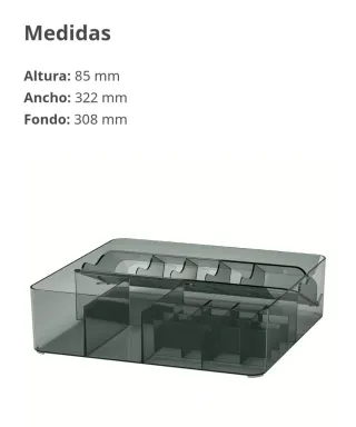 Caja organizadora compartimentos Ikea Vislaan gris