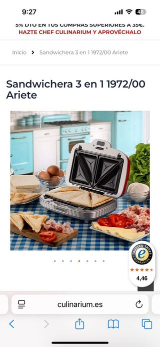 Sandwichera Ariete 3 en 1 Party Time