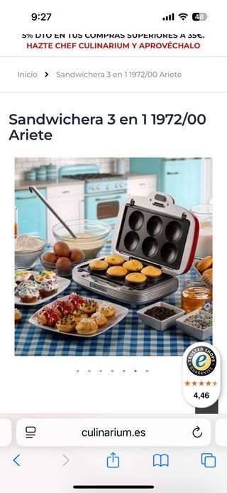 Sandwichera Ariete 3 en 1 Party Time