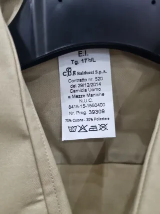 Camicia militare beige manica corta taglia l