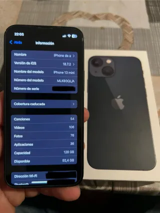 iPhone 13 mini 128 GB Negro 86% Bateria