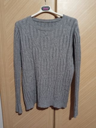 Maglione lungo a coste intrecciate 5%lana