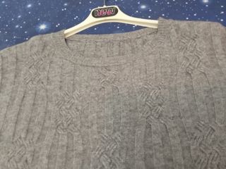 Maglione lungo a coste intrecciate 5%lana