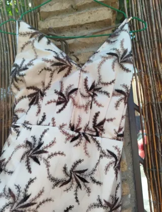 Vestido Novia/Fiesta Talla 38 Blanco/Marrón