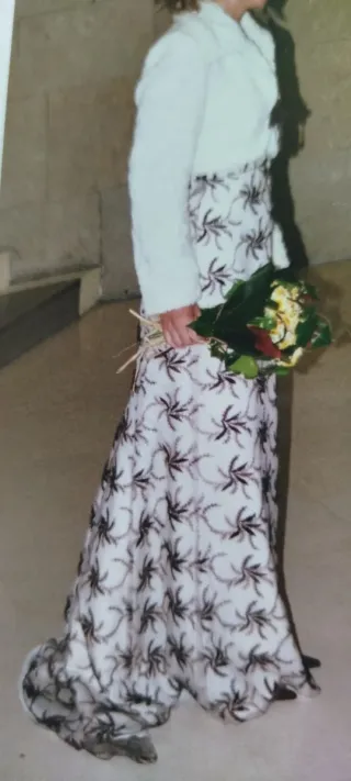 Vestido Novia/Fiesta Talla 38 Blanco/Marrón