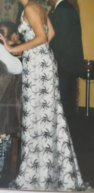 Vestido Novia/Fiesta Talla 38 Blanco/Marrón