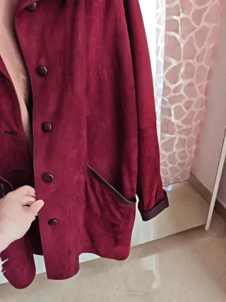 Abrigo de piel mujer rojo