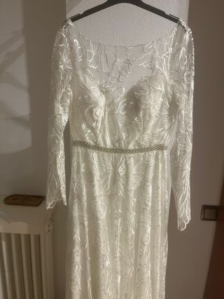 Vestido de Novia Blanco con Mangas talla M