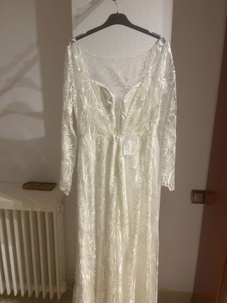 Vestido de Novia Blanco con Mangas talla M