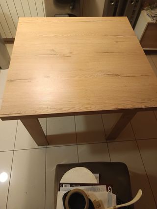 Mesa de comedor extensible madera 90x90 a 180