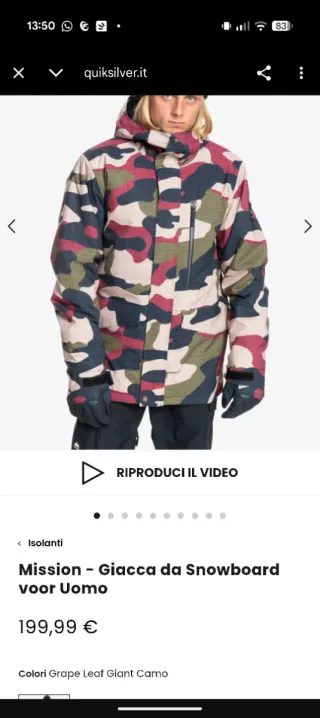 Giacca Snowboard Quiksilver Mission