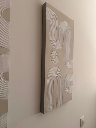 Set 2 Cuadros Abstractos Beige y Blanco