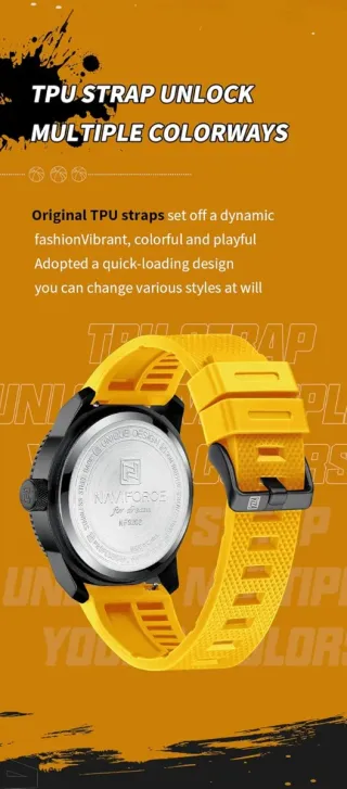 Reloj Naviforce Hombre Negro y Amarillo