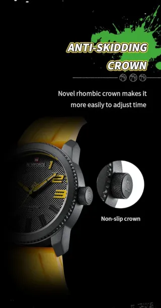 Reloj Naviforce Hombre Negro y Amarillo