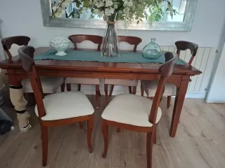 Conjunto mesa y 6 sillas de madera