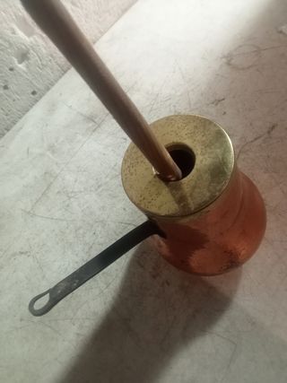 ANTIGUA CHOCOLATERA COBRE GRANDE BUEN E