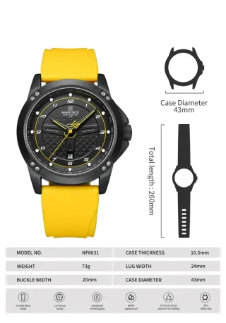 Reloj Naviforce Negro y Amarillo